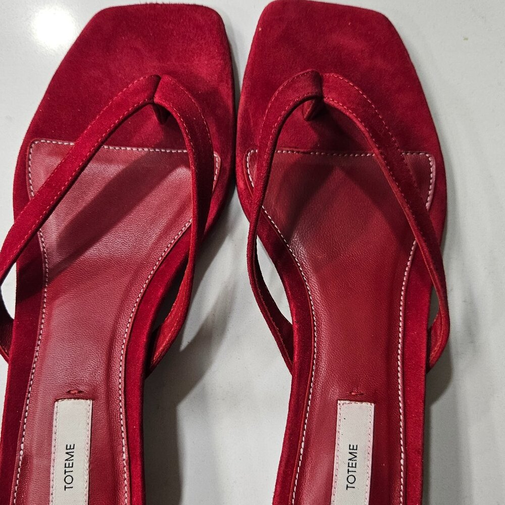 Toteme Suede Kitten Heels in Scarlet Red Size 39